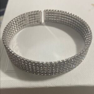 Textured Silver Tone Cuff Bracelet with Multi-Row Design
